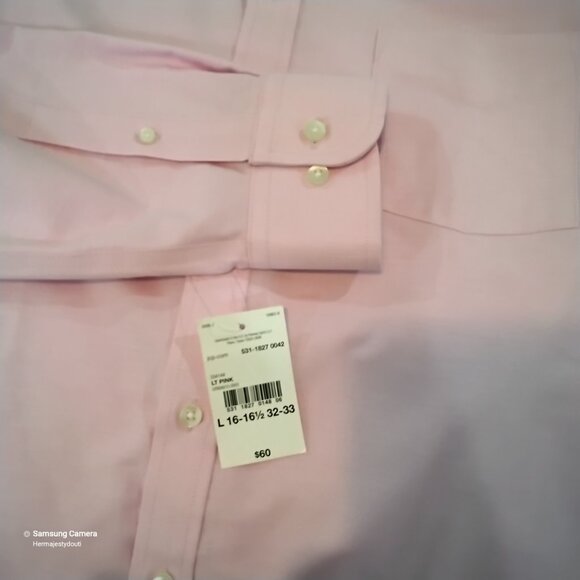 Stafford Men CoolMax Light Pink Long Sleeve Button Down Shirt NWT Sz. 16 - 161/2 - Picture 5 of 7